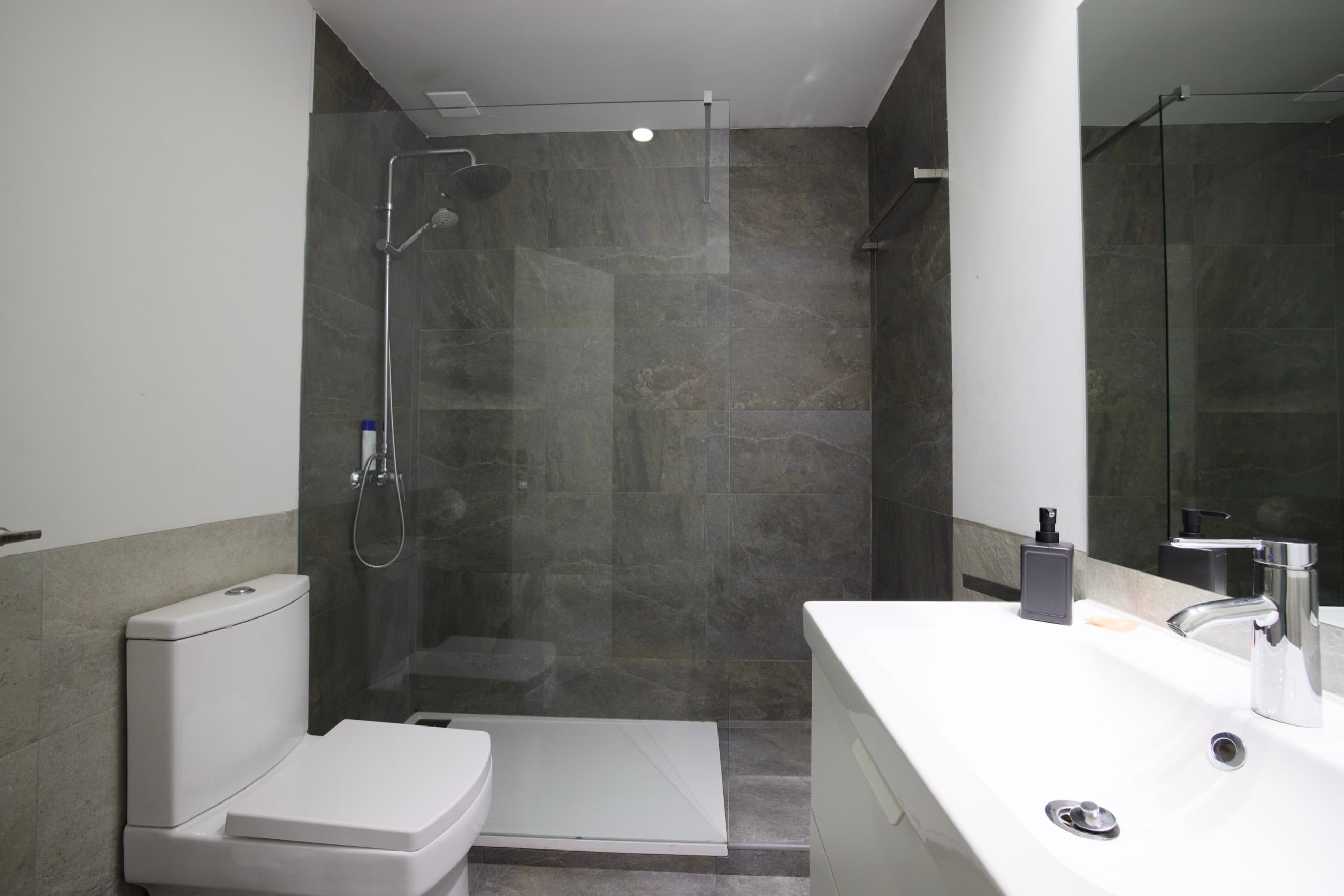 Baño privado de la habitación 5: lavabo, inodoro y ducha.